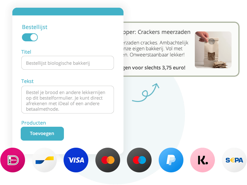 Mini-webshop, bestelformulier, betaalpagina en checkout - Peggy Pay
