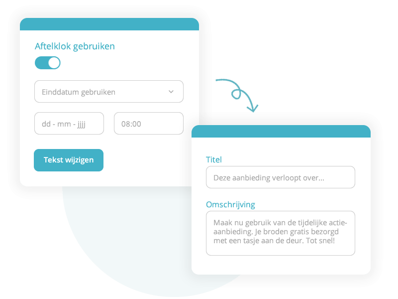 Online shop en betaalpagina met aftelklok en aanbiedingen - Peggy Pay