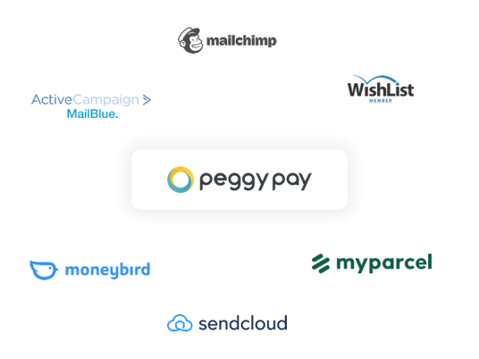 Peggy Pay koppeling met ActiveCampaign, Mailblue, Moneybird, MyParcel, Sendcloud en meer. - Peggy Pay