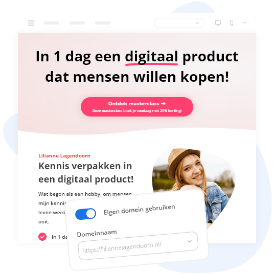 Landingspagina gemaakt met Peggy Pay die gekoppeld is aan een eigen domein. - Peggy Pay