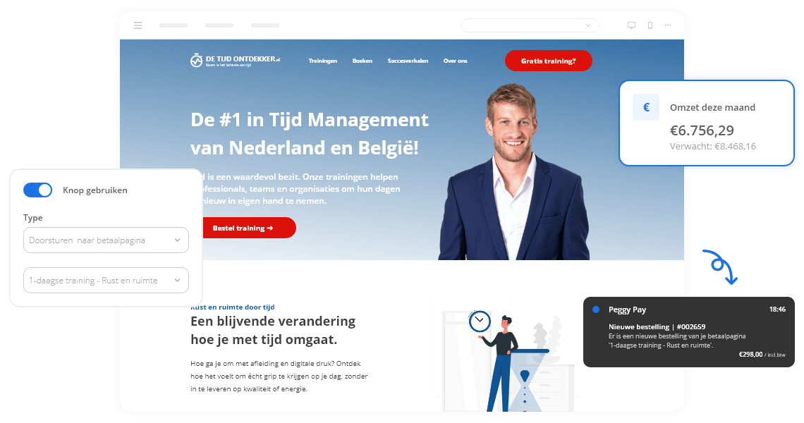 Een professionele website gemaakt met Peggy Pay inclusief menu en submenu. - Peggy Pay