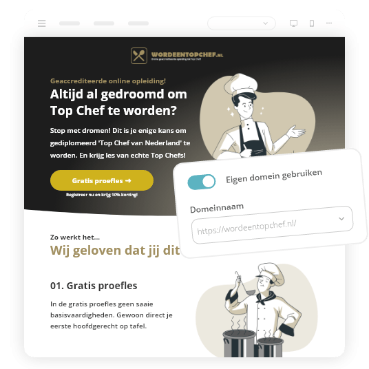 Website gemaakt met Peggy Pay. Een website over het verkopen van een cursus en lessen om een chef te worden. Ook zie je hoe je d - Peggy Pay