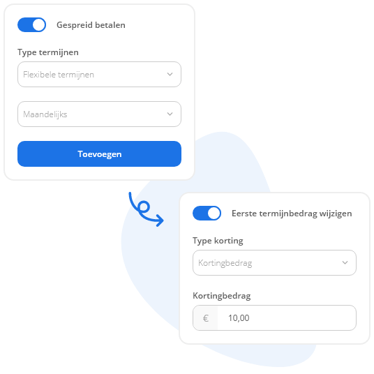 Instellen van gespreid betalen, bedragen en kortingen, gemaakt met Peggy Pay. - Peggy Pay
