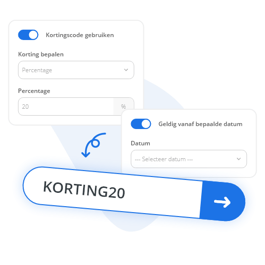 Kortingscodes instellen op de betaalpagina met startdatum en einddatum. - Peggy Pay